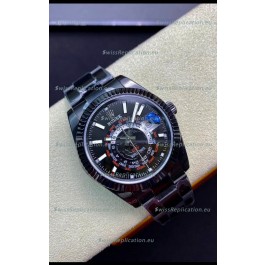 Rolex SkyDweller Swiss Watch in PVD Coated Case - DIW Edition Black Dial