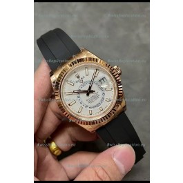 Rolex Sky-Dweller REF# M326235 White Dial Rose Gold Watch in 904L Steel Case 1:1 Mirror Replica