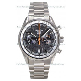 Tag Heuer Carrera Chronograph 43 Swiss Quartz Replica Watch Grey Dial Steel Strap 