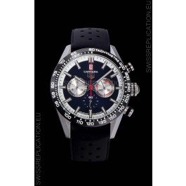 Tag Heuer Carrera Swiss Quartz Movement Replica Watch in Black Dial - Black Rubber Strap