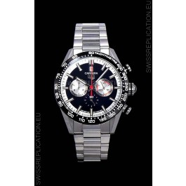Tag Heuer Carrera Swiss Quartz Movement Replica Watch in Black Dial - Stainless Steel Strap