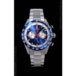 Tag Heuer Carrera Swiss Quartz Movement Replica Watch in Blue Dial - Stainless Steel Strap