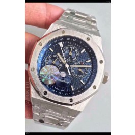 Audemars Piguet Royal Oak Perpetual Calendar Swiss Replica Steel Casing Watch in Blue Dial 