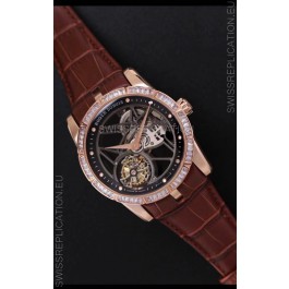 Roger Dubuis Excalibur Spider Flying Tourbillon Skeleton Rose Gold Titanium Casing 1:1 Mirror Swiss Watch