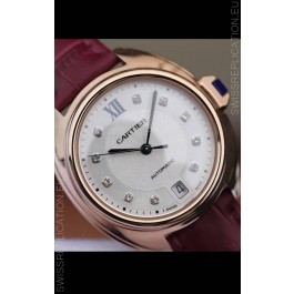 Cle De Cartier Automatic Swiss Replica Watch in Rose Gold Casing - 35MM