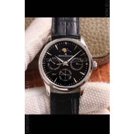 Jaeger LeCoultre Master Ultra-Thin Perpetual Calendar Black Dial Swiss Replica Watch 