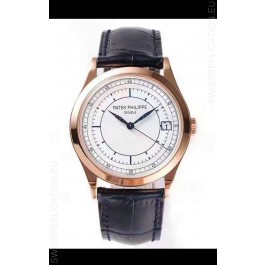 Patek Philippe Calatrava 5296 Sector Dial 1:1 Mirror Swiss Replica Watch Rose Gold Casing