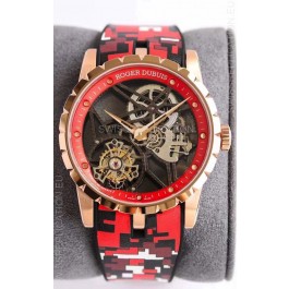 Roger Dubuis Excalibur Spider Flying Tourbillon Skeleton Rose Gold Casing 1:1 Mirror Swiss Watch
