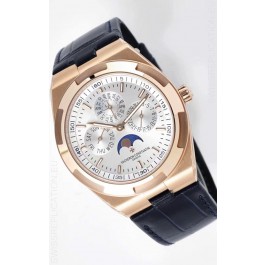 Vacheron Constantin Overseas Perpetual Calendar Ultra-Thin Steel Dial Rose Gold Casing Replica