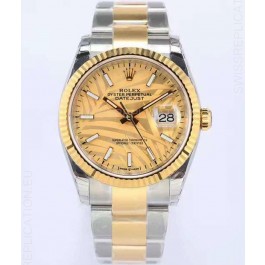 Rolex Datejust Palm Motif Dial 36MM Cal.3135 Movement Swiss Replica Watch in 904L Two Tone Casing