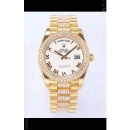 Rolex Day Date Presidential 18K Yellow Gold Watch 36MM - White Roman Dial 1:1 Mirror Quality Watch