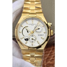 Vacheron Constantin Overseas Power Reserve Swiss Replica Watch in Yellow Gold Casing