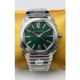 Bvlgari Octo Roma Edition 1:1 Mirror Replica in 904L Steel Casing - Green Dial 
