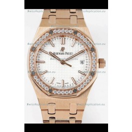 Audemars Piguet Royal Oak Swiss Automatic 34MM Swiss Watch in Rose Gold Casing - 1:1 Mirror Replica Edition