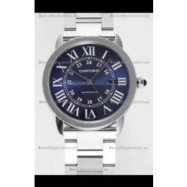 Ronde De Cartier Swiss Replica Watch - Stainless Steel Casing in Blue Dial 