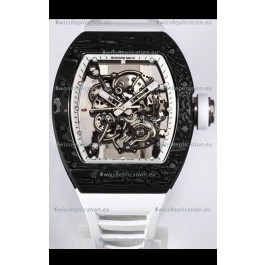 Richard Mille RM055 Black Carbon Casing 1:1 Mirror Replica Watch in White Strap