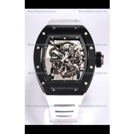 Richard Mille RM055 Black Ceramic Casing 1:1 Mirror Replica Watch in White Strap