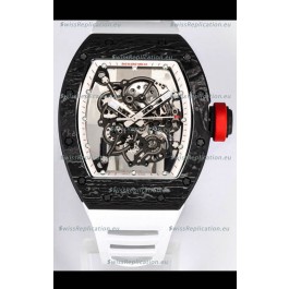 Richard Mille RM055 Black Carbon Casing 1:1 Mirror Replica Watch in White Strap