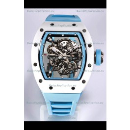Richard Mille RM055 White Ceramic Casing 1:1 Mirror Replica Watch in Blue Strap