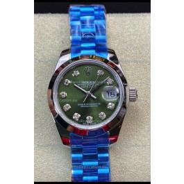 Rolex Datejust Ladies 28MM Cal.3135 Movement Swiss Replica in Green Dial - 904L Steel Casing
