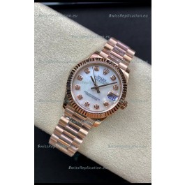 Rolex Datejust 278275 31MM Swiss Replica in 904L Steel Rose Gold in White Pearl Dial - 1:1 Mirror Replica
