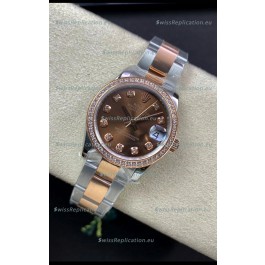 Rolex Datejust 278381 31MM Swiss Replica in 904L Steel Two Tone Rose Gold Brown Dial 1:1 Mirror Replica