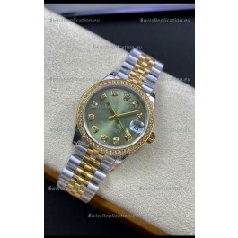 Rolex Datejust 31MM Swiss Replica in 904L Steel Two Tone Yellow Green Dial 1:1 Mirror Replica
