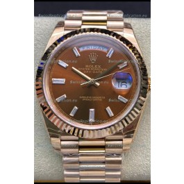 Rolex Day Date 40MM 228235 Rose Gold in Brown Dial 1:1 Mirror Replica Watch