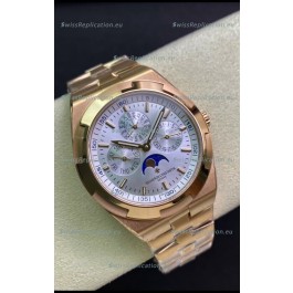 Vacheron Constantin Overseas Perpetual Calendar Ultra-Thin Steel Dial Rose Gold Casing Replica