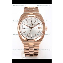 Vacheron Constantin Super Clone Overseas 1:1 Mirror Swiss Replica Watch in Rose Gold Steel Dial