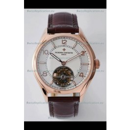 Vacheron Constantin Fiftysix Tourbillon Rose Gold Steel 1:1 Mriror Replica White Dial