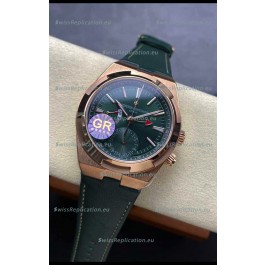 Vacheron Constantin Overseas Dual Time Rose Gold 1:1 Mirror Swiss Replica Watch in Green Dial
