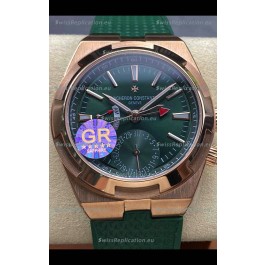 Vacheron Constantin Overseas Dual Time Rose Gold 1:1 Mirror Swiss Replica Watch in Green Dial