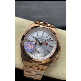 Vacheron Constantin Overseas Dual Time Rose Gold 1:1 Mirror Swiss Replica Watch in Steel Dial