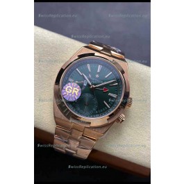 Vacheron Constantin Overseas Dual Time Rose Gold 1:1 Mirror Swiss Replica Watch in Green Dial