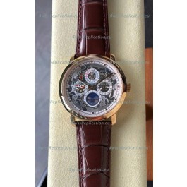 Vacheron Constantin Patrimony Traditionelle Rose Gold Skeleton Swiss Replica Watch 