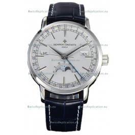 Vacheron Constantin Traditionelle Complete Calendar White Gold Plating White Dial Swiss Replica