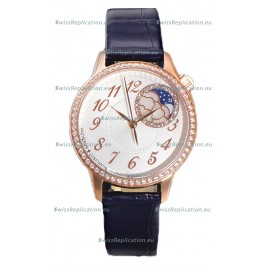 Vacheron Constantin Egerie Muse Moonphase Rose Gold Casing in White Dial Swiss Replica