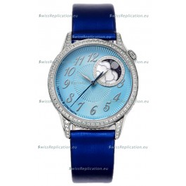 Vacheron Constantin Egerie Muse Moonphase 904L Steel Casing in Blue Dial Swiss Replica