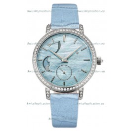 Vacheron Constantin Traditionelle Moon Phase Blue Mother of Pearl Dial in Steel Case Swiss Replica