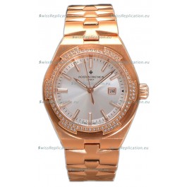 Vacheron Constantin Overseas Rose Gold Steel Dial 35MM Swiss Replica Watch 