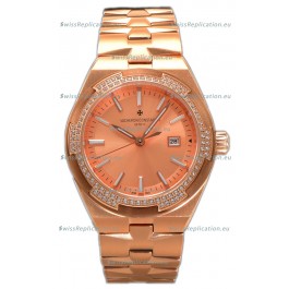 Vacheron Constantin Overseas Rose Gold Casing and Dial 35MM Swiss Replica Watch 