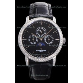Vacheron Constantin Patrimony Perpetual Calendar Ultra-Thin White Gold Black Dial Swiss Replica