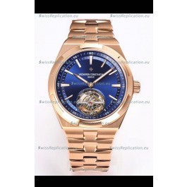 Vacheron Constantin Overseas Tourbillon Rose Gold in Blue Dial Gold Strap 1:1 Mirror Replica