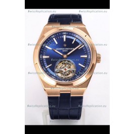 Vacheron Constantin Overseas Tourbillon Rose Gold in Blue Dial Leather Strap 1:1 Mirror Replica