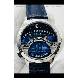 Van Cleef & Arpels Lady Arpels Pont des Amoureux in Stainless Steel Navy Blue Strap