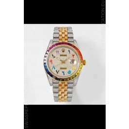 Rolex Datejust Full ICED Out Arabic Numerals Watch in 41MM Casing - 3135 Movement Yellow Gold