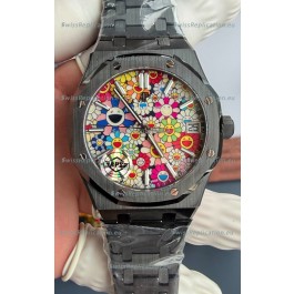 Audemars Piguet Super Clone Royal Oak Black Ceramic Watch in Sun-Flower Dial 