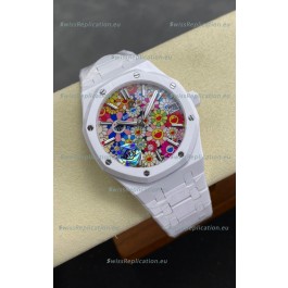Audemars Piguet Super Clone Royal Oak White Ceramic Watch in Sun-Flower Dial 