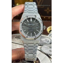 Audemars Piguet White Gold Plating Royal Oak Frosted 37MM Grey Dial Watch 
